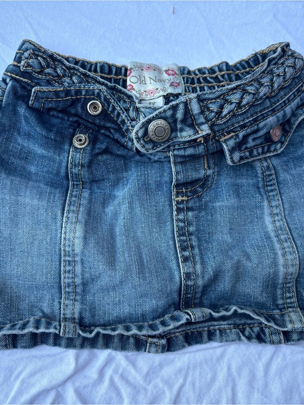 Old Navy Blue Braided-Waist Denim Skirt for Girls
